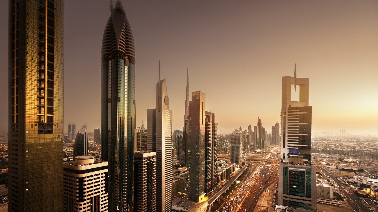 Dubai skyline at dusk