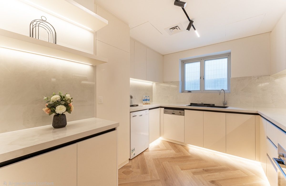 Designer kitchen in warm neutrals
